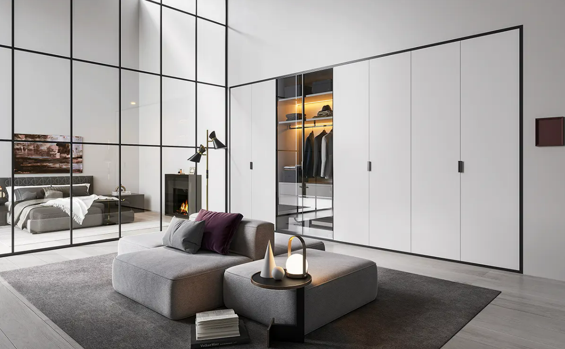 Modern white minimalist wardrobe design